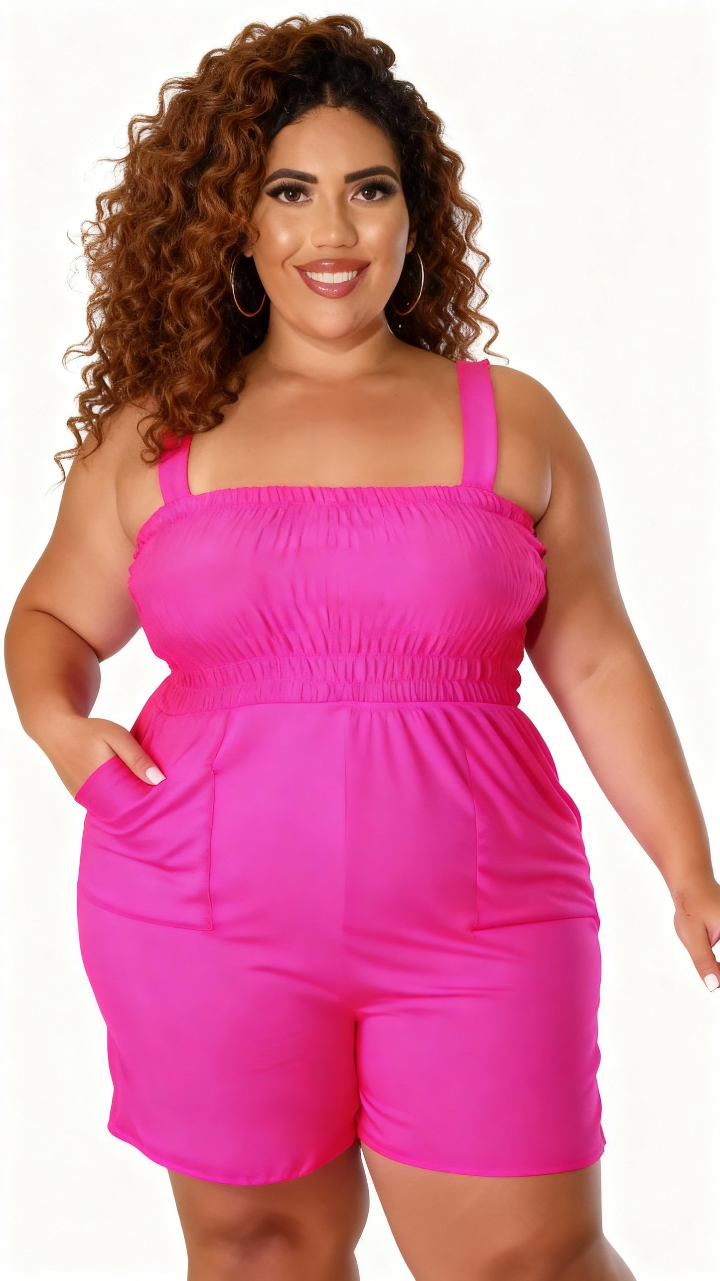 Macacão casual plus size com bolso e shorts 38