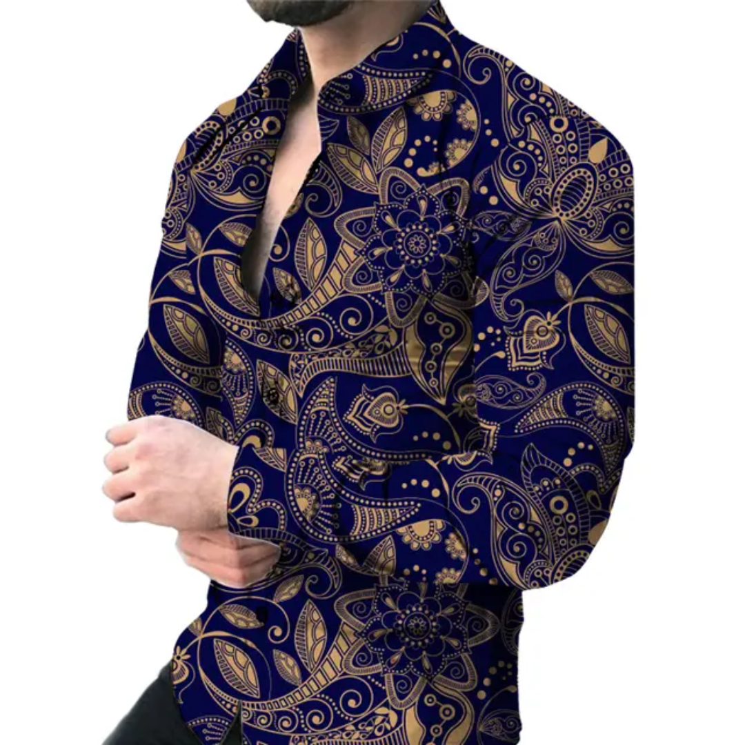 Men's digital print long sleeve shirt