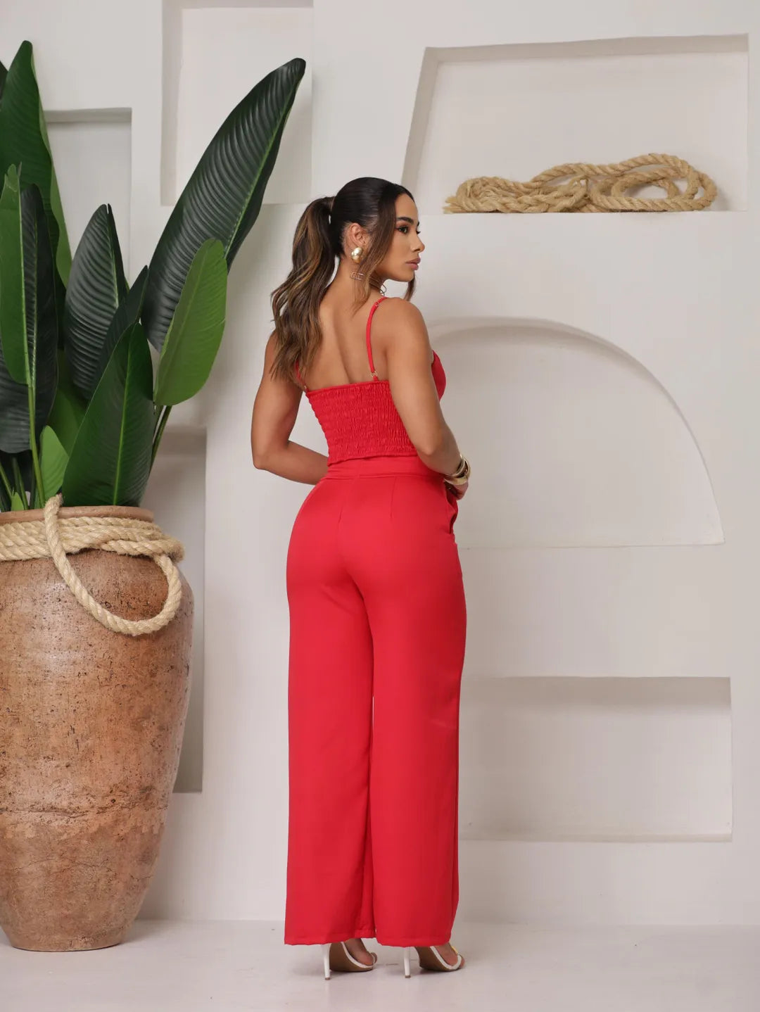 Conjunto de calça pantalona com croped alfaiataria 249