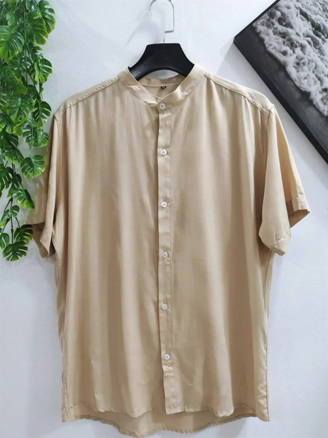 Camisa social masculina gola padre slim fit 255