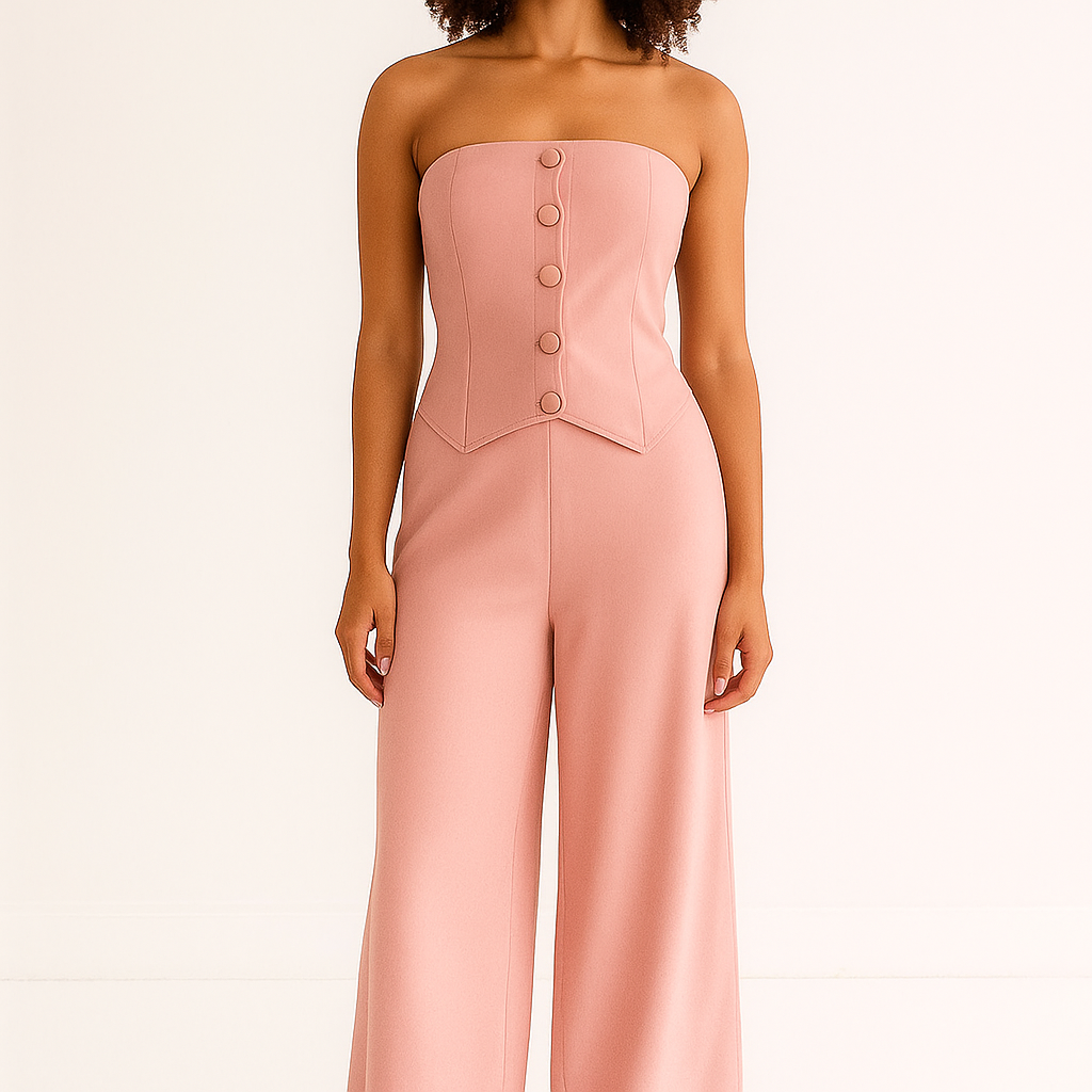 Conjunto de sutiã e calça casual estilo botão 21