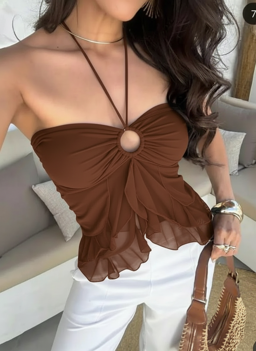 Blusa Blusinha Tomara Que Caia Feminina Elegante Delicada Multi Forma Com Amaraçao Frontal 454