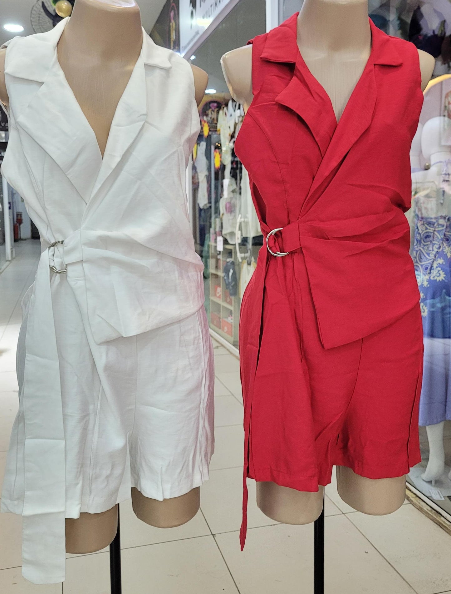 Macaquinho amarração
Super elegante Feminino Alfaiataria Colete Longo Short Cós Alto Casual 456