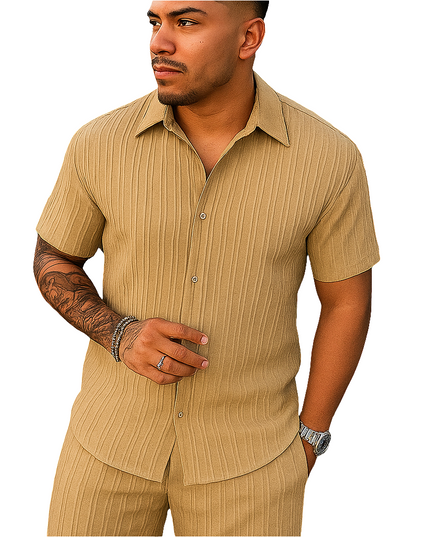 Conjunto Masculino Camisa e Shorts — Modelagem Solta e Tecido Respirável