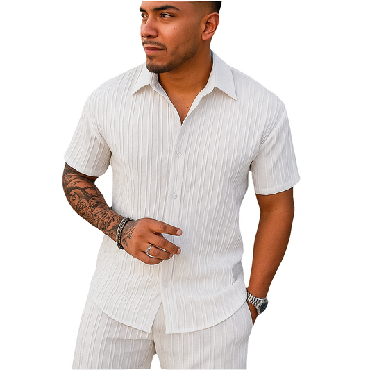 Men's Shirt and Shorts Set — Loose Fit and Breathable Fabric