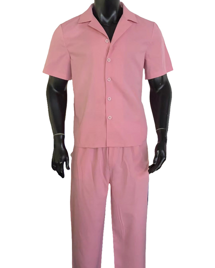 Men's two piece woven casual shirt pants set