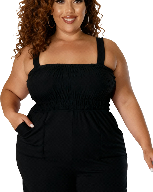 Macacão casual plus size com bolso e shorts 38