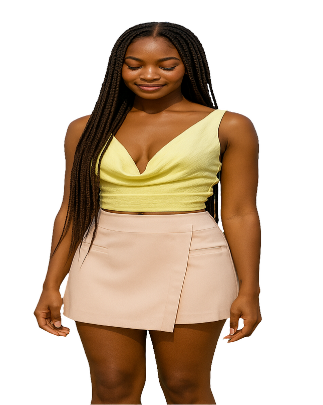 Saia curta envolvente assimétrica em camadas 31