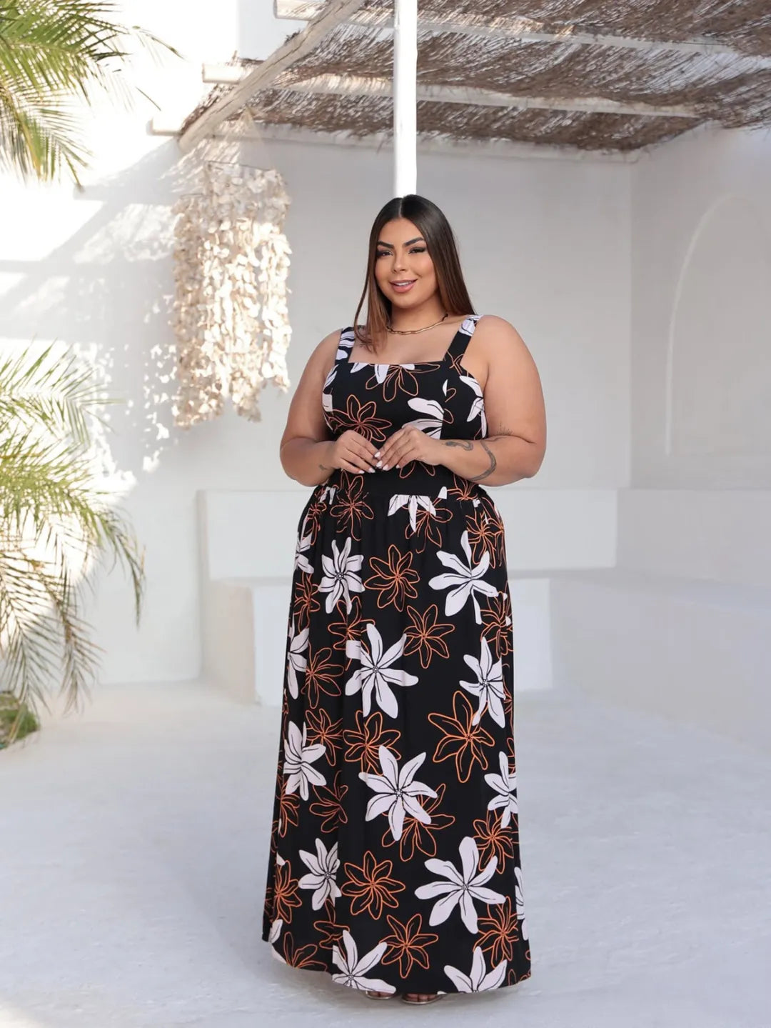 Vestido Plus Size Alcinha Floral Longo Verão 255