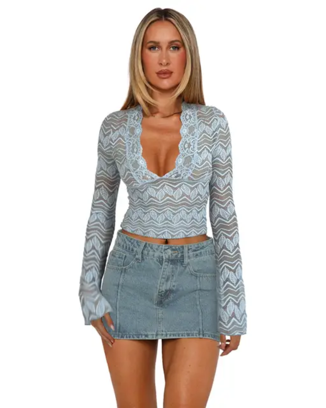 Top cropped feminino sexy de renda transparente 506