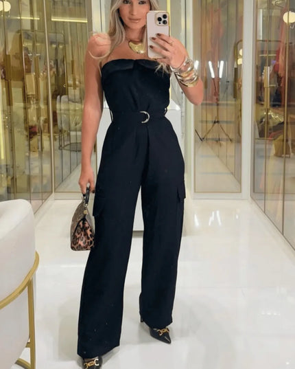 Macacão Feminino Pantalona Tomara que caia com cinto 102