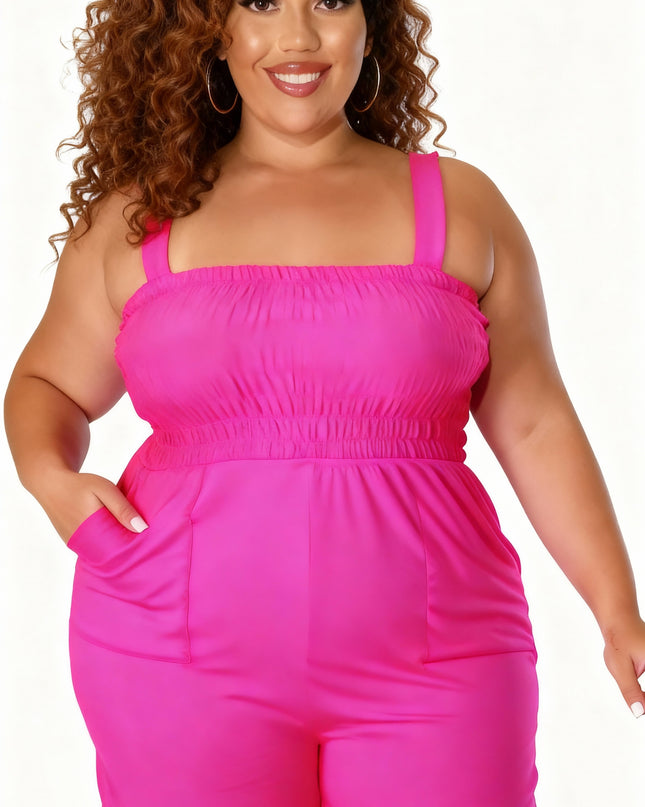 Macacão casual plus size com bolso e shorts 38