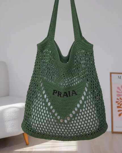 GIP Bolsa de Praia Feminina Tricô Bolsa de Ombro Ampla Crochê Verão 581