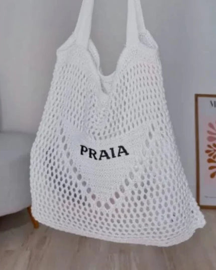 GIP Bolsa de Praia Feminina Tricô Bolsa de Ombro Ampla Crochê Verão 581