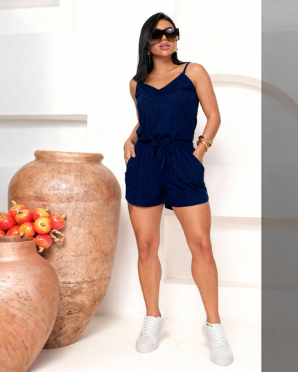 Conjunto Feminino Confortável Short Curto Com Bolso E Blusa De Alça fina 242