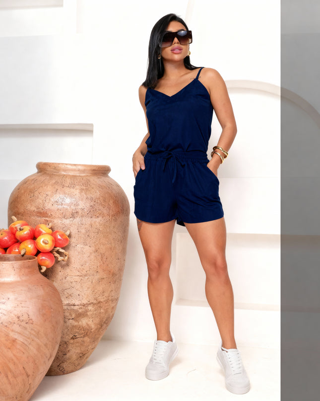 Conjunto Feminino Confortável Short Curto Com Bolso E Blusa De Alça fina 242