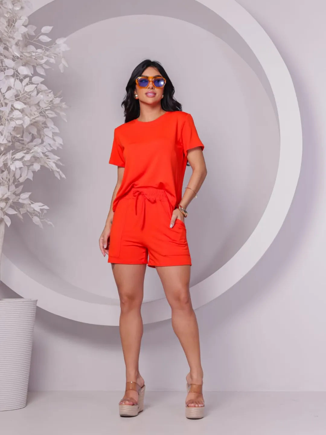 Conjunto Feminino Moletinho Short e blusa Confortável 138