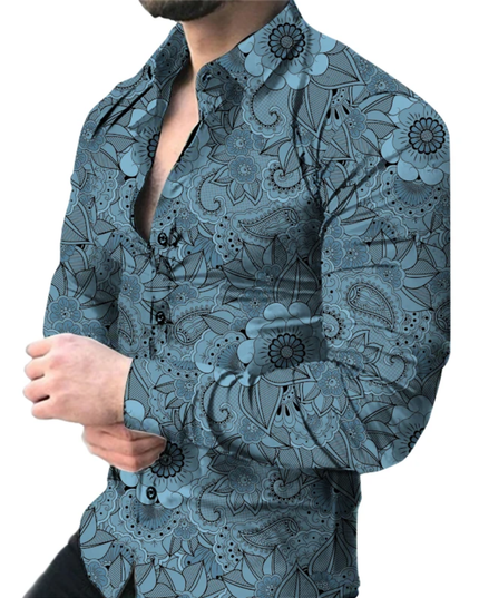 Men's digital print long sleeve shirt