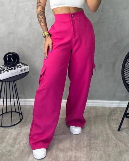 Calça cargo feminina pantalona com bolso 513