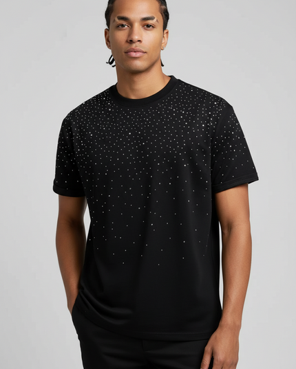 HMN Camisa Masculina, Processo de Perfuração a Quente, Camiseta Masculina Casual de Manga Curta e Gola Redonda 486