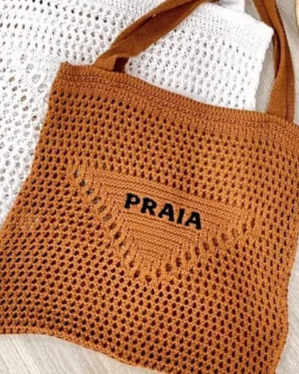 GIP Bolsa de Praia Feminina Tricô Bolsa de Ombro Ampla Crochê Verão 581