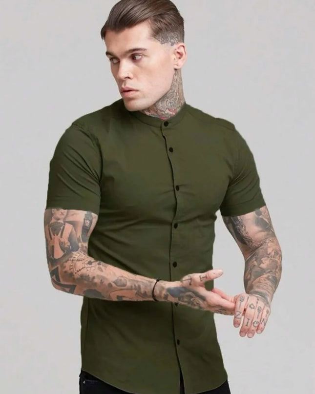 Camisa social masculina gola padre slim fit 255