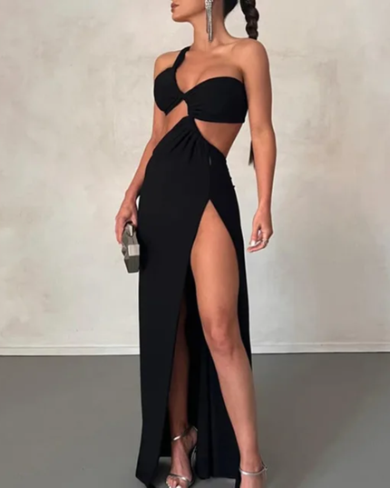 Vestido Feminino Midi Recorte Sensual Lateral 113