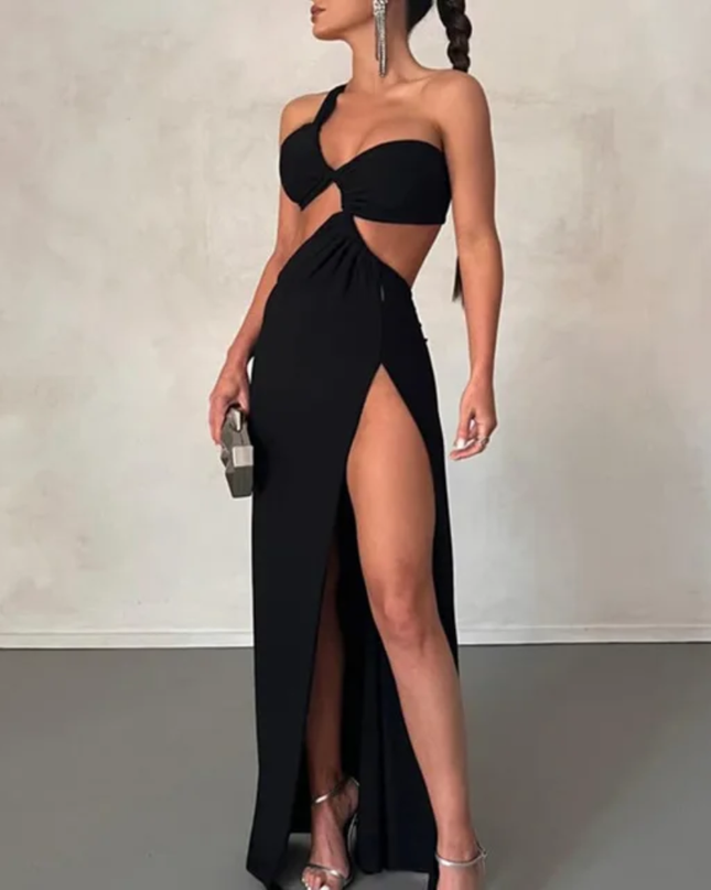 Vestido Feminino Midi Recorte Sensual Lateral 113