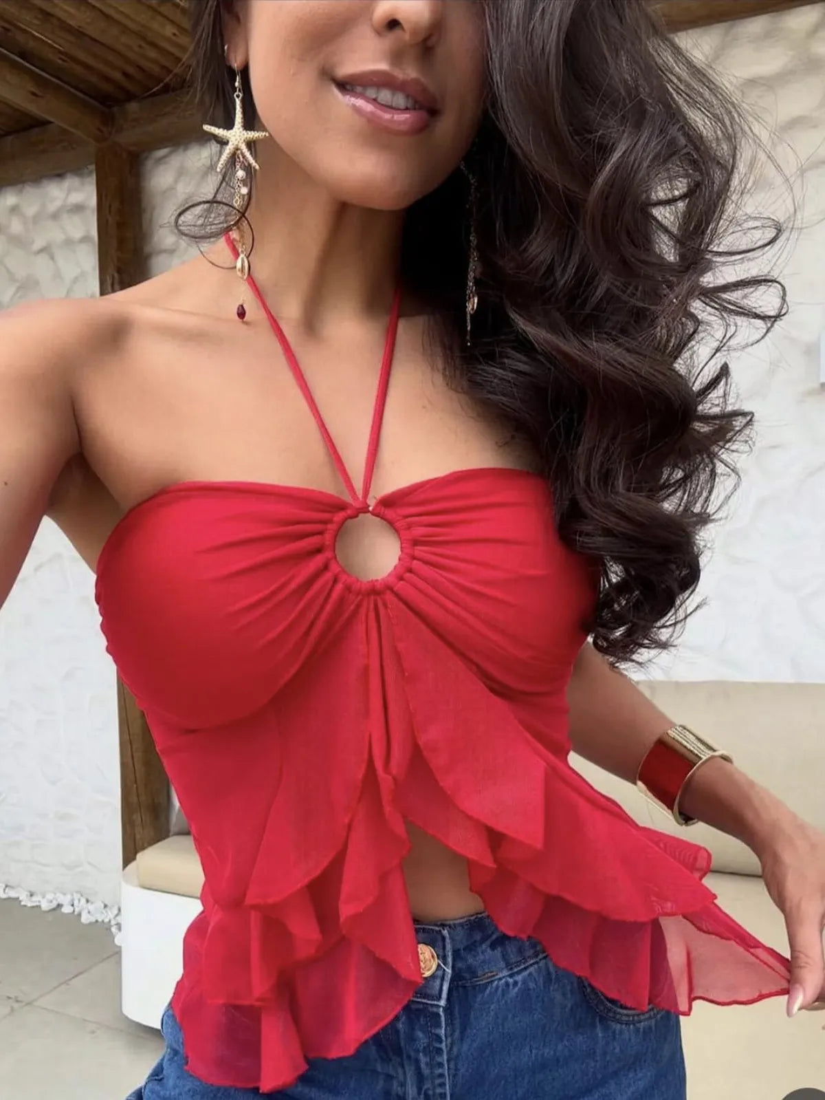 Blusa Blusinha Tomara Que Caia Feminina Elegante Delicada Multi Forma Com Amaraçao Frontal 454