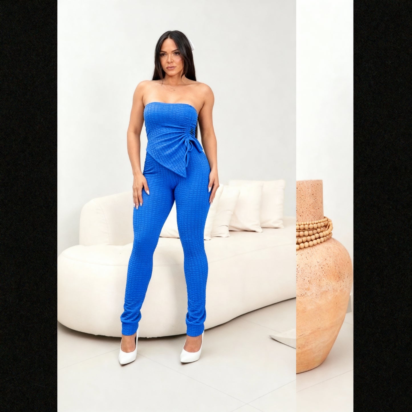 Conjunto de calça e blusa tomara que caia com bojo 95