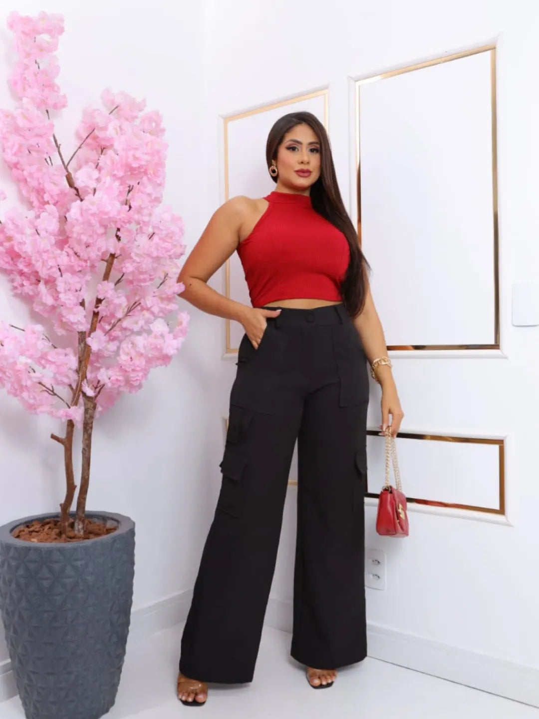 Cropped Top Regata Nadador Feminino Básico Tecido Canelado com Bojo 233