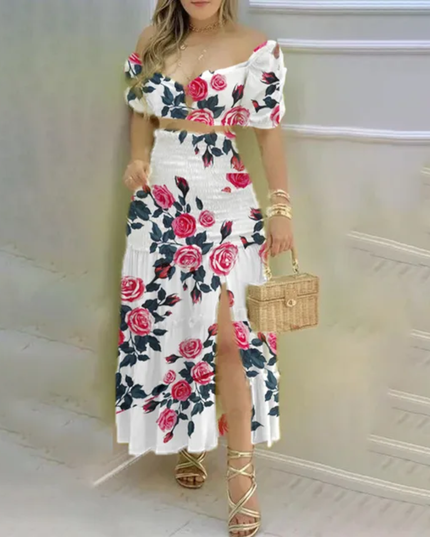 2 peças/Conjunto Top Regata de Textura de Verão para Mulheres com Laço Nas Costas e Saia 309