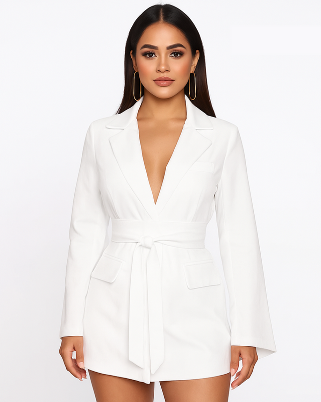 Breasted belt woman blazer