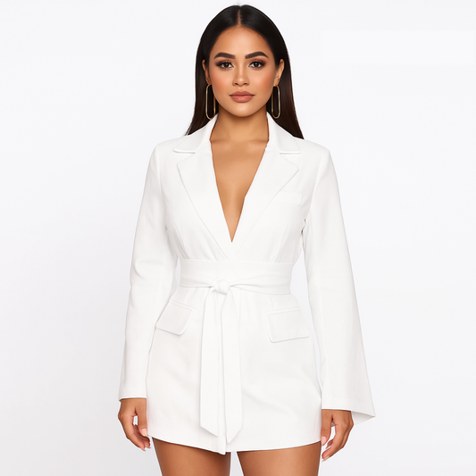 Breasted belt woman blazer