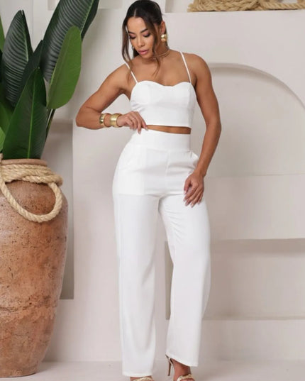 Conjunto de calça pantalona com croped alfaiataria 249