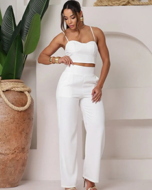 Conjunto de calça pantalona com croped alfaiataria 249