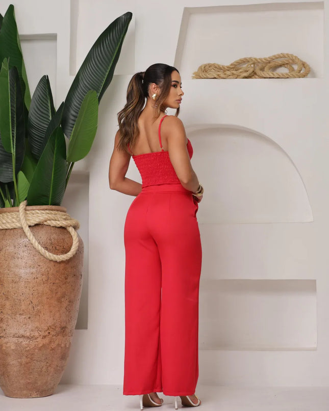 Conjunto de calça pantalona com croped alfaiataria 249