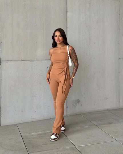 Conjunto cibelly calça canelada blusinha ponta de lado ajustavel 88