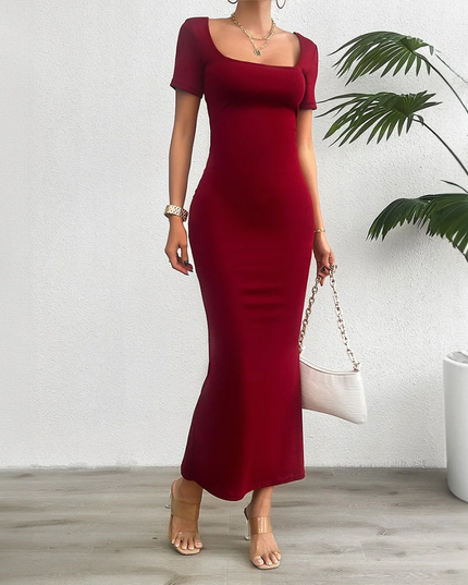 Gola Quadrada Bainha De Sereia Vestido Bodycon 149