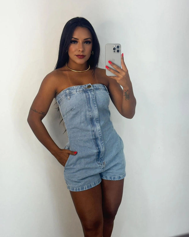 Macaquinho Jeans Tomara Que Caia 94