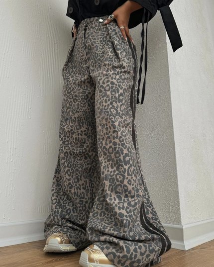 Leopard print high waist pants