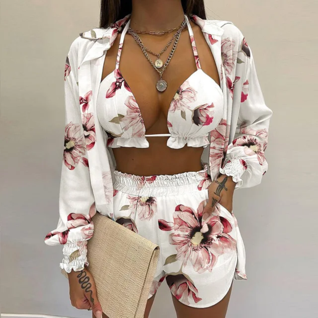 Conjunto De Três Peças (Kimono,Top E Short) 210
