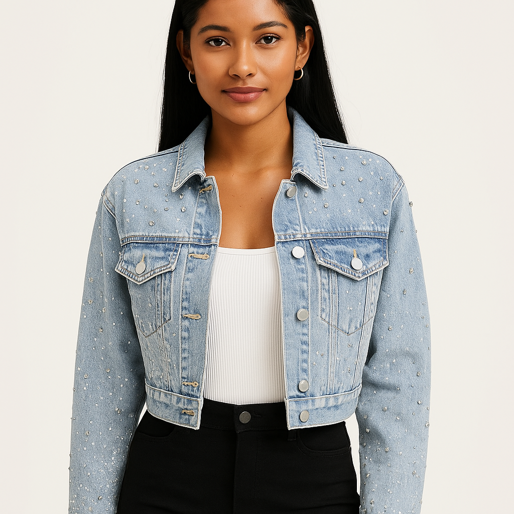 Women's quilted denim jacket