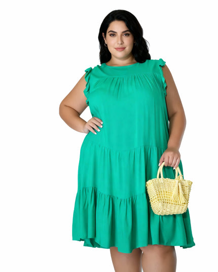 Vestido casual plus size em camadas 40