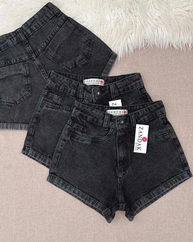 Short Jeans Feminina Lisa Preta Marmorizado 331