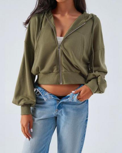 Blusa cropped de menina com capuz em malha de modelagem quadrada 129