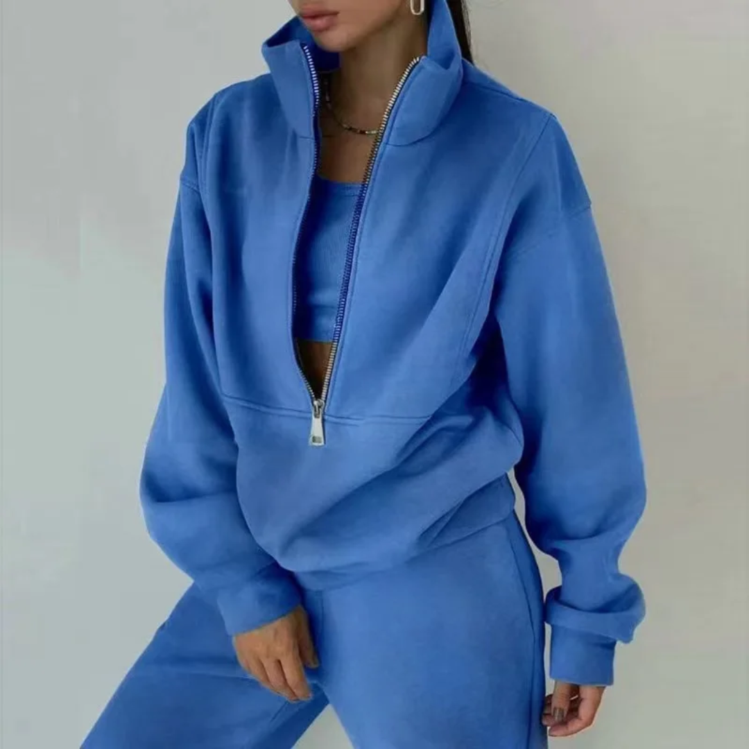 Zíper Frontal Suéter Calças de Treino & Moletom 187