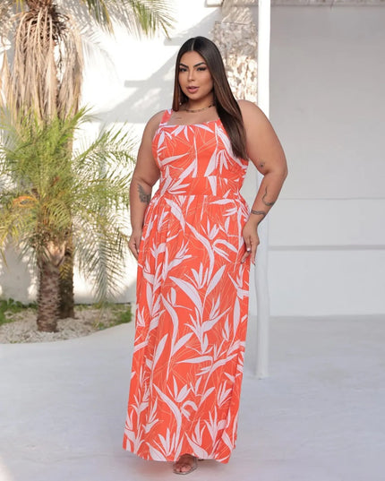 Vestido Plus Size Alcinha Floral Longo Verão 255