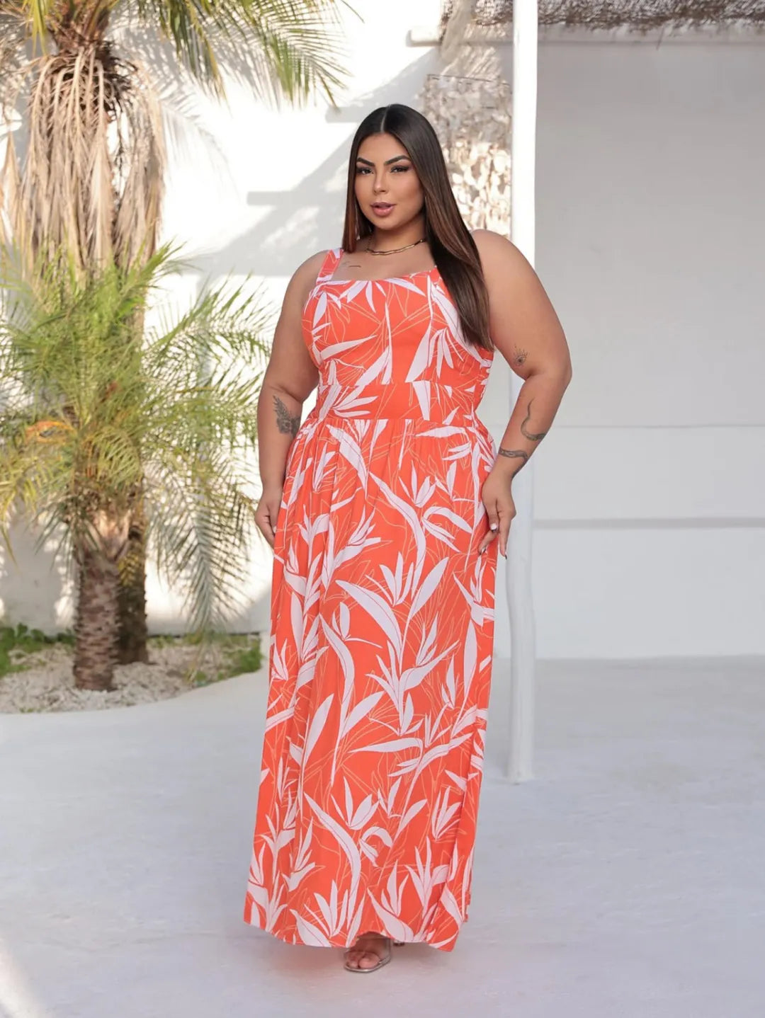 Vestido Plus Size Alcinha Floral Longo Verão 255