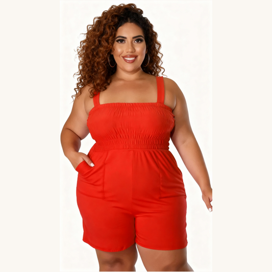 Macacão casual plus size com bolso e shorts 38